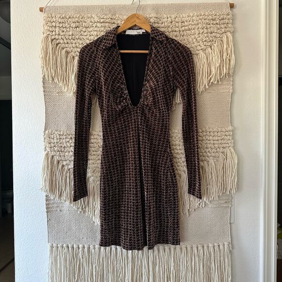ASTR Nia Metallic Houndstooth Dress - Picture 1 of 6